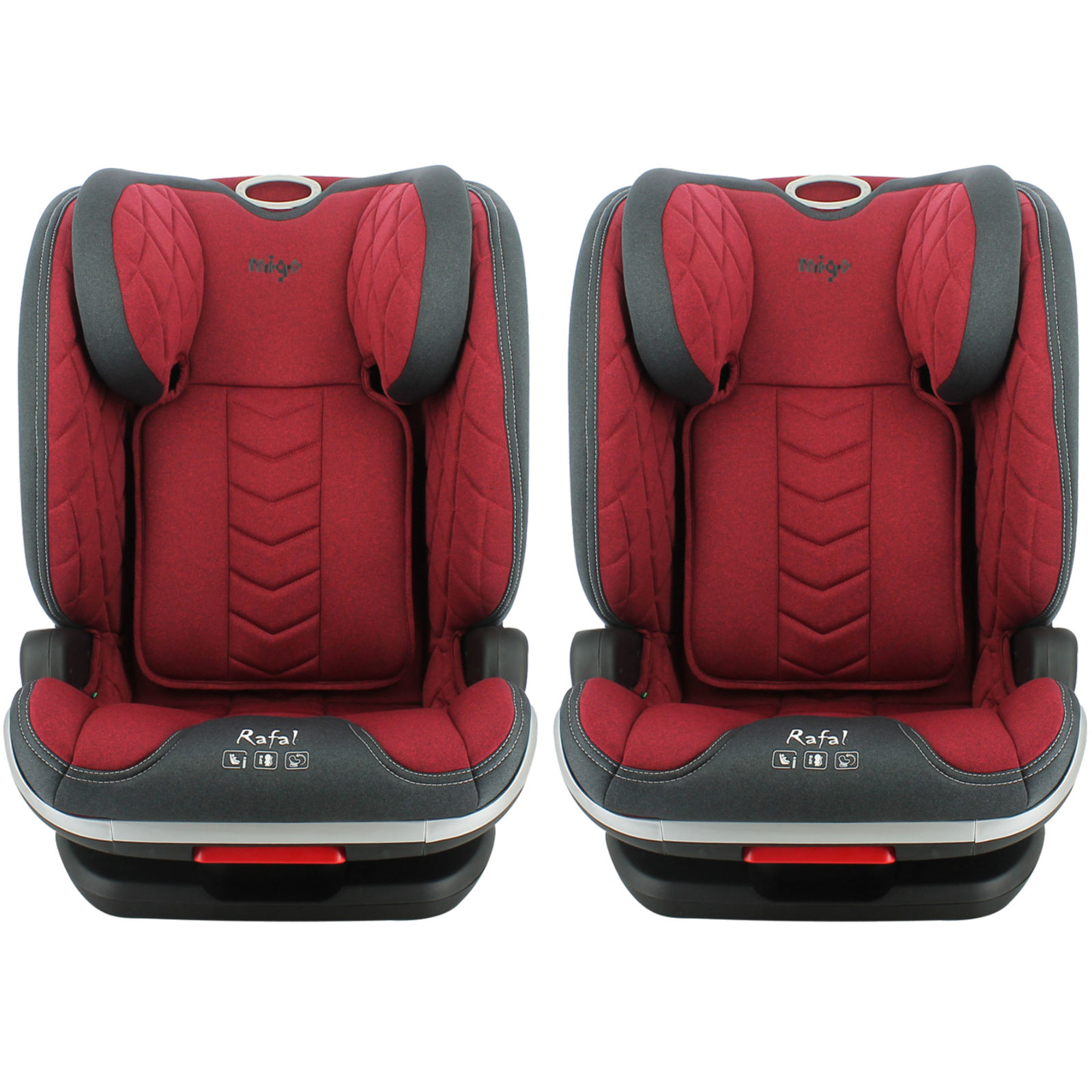 Migo Rafal Luxury i-Size 100-150cm Isofix Group 23 Car Seat  (2 Pack)  - Red