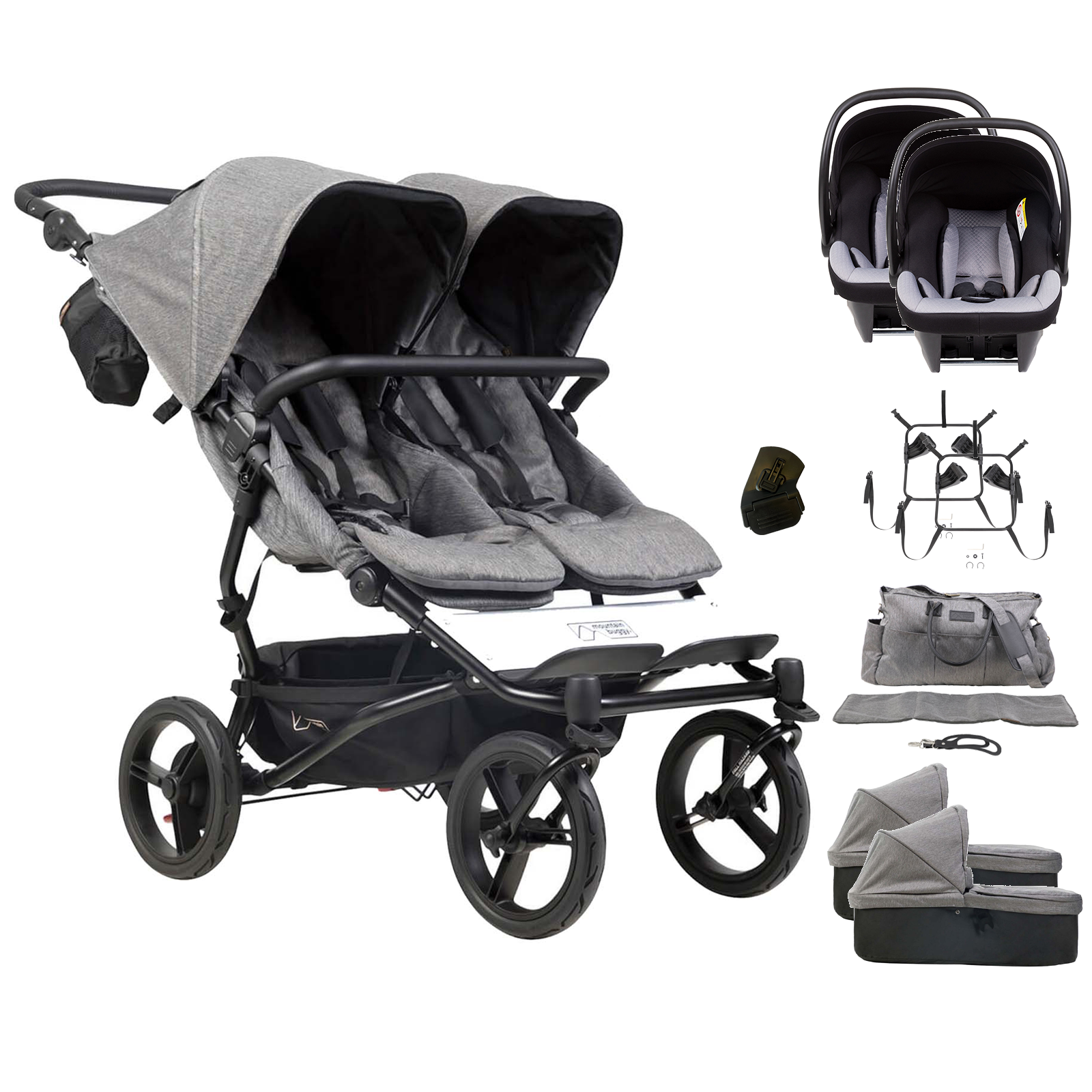 Mountain Buggy Duet Luxury (Protect) Travel System With 2 Carrycots - Herringbone