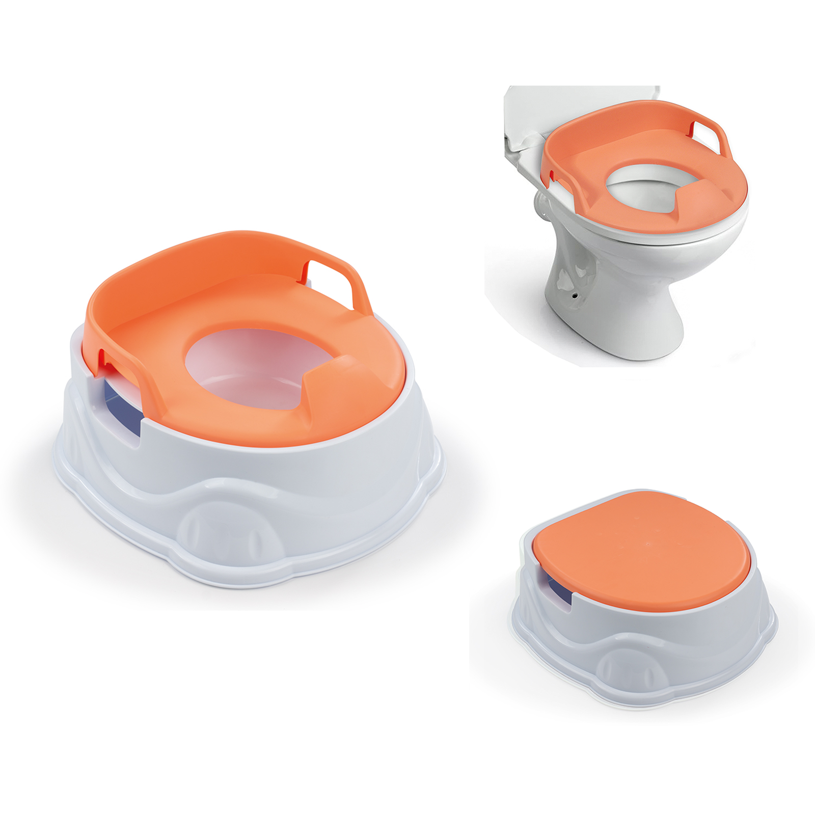 Kids 3 in 1 Potty, Toilet Seat and Step Stool - Orange