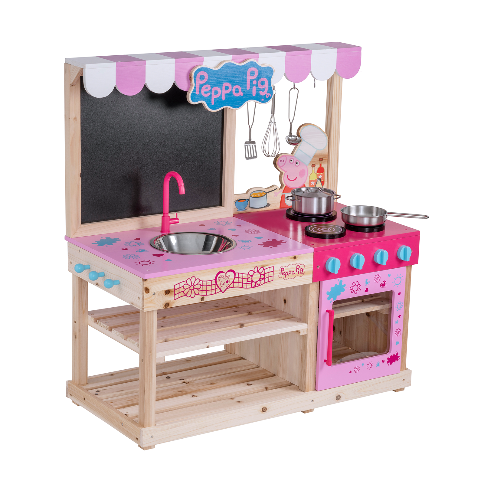 Peppa Pig Wooden Mud Kitchen with Accessories (3 - 6 Years) - Pink