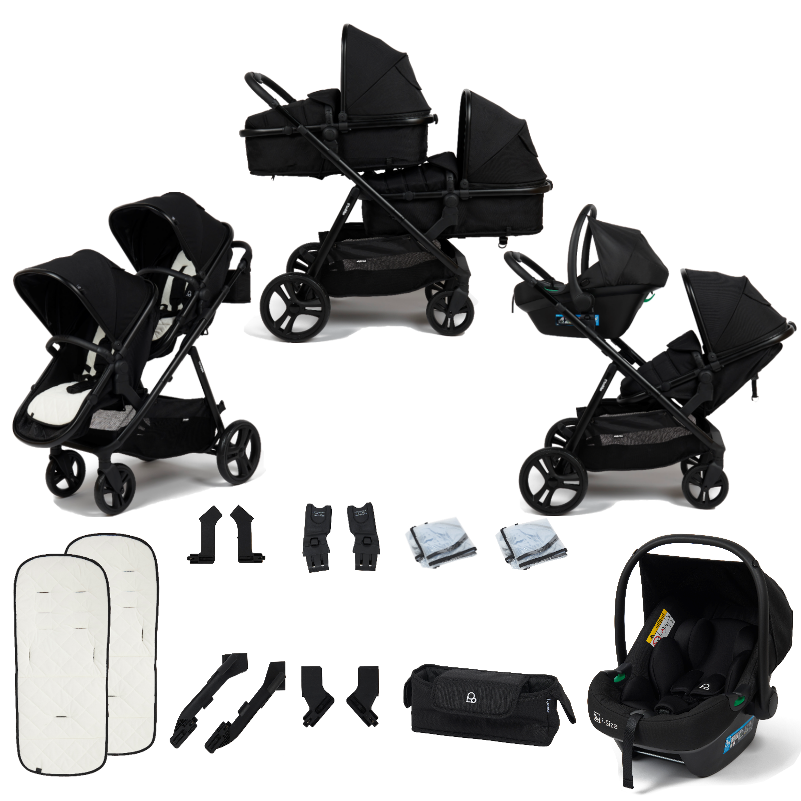 Puggle Memphis 2-in-1 Duo i-Size Double Travel System - Midnight Black