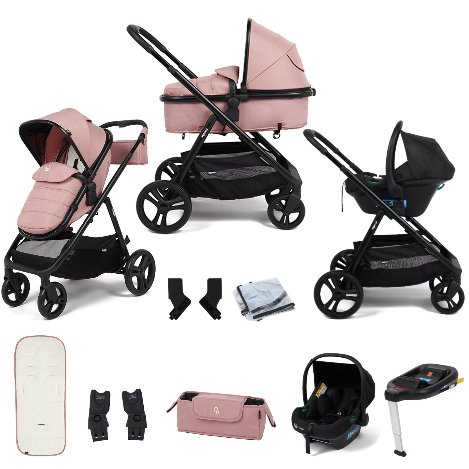 Puggle Memphis 2-in-1 i-Size Travel System with ISOFIX Base - Dusk Pink