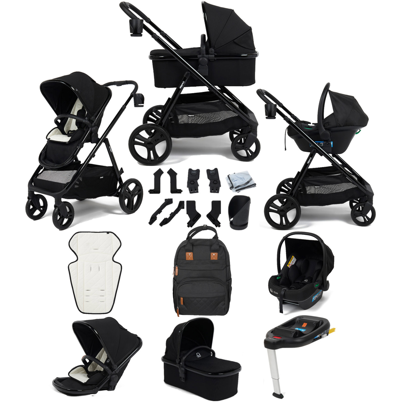 Puggle Memphis 3-in-1 i-Size Travel System With ISOFIX Base - Midnight Black