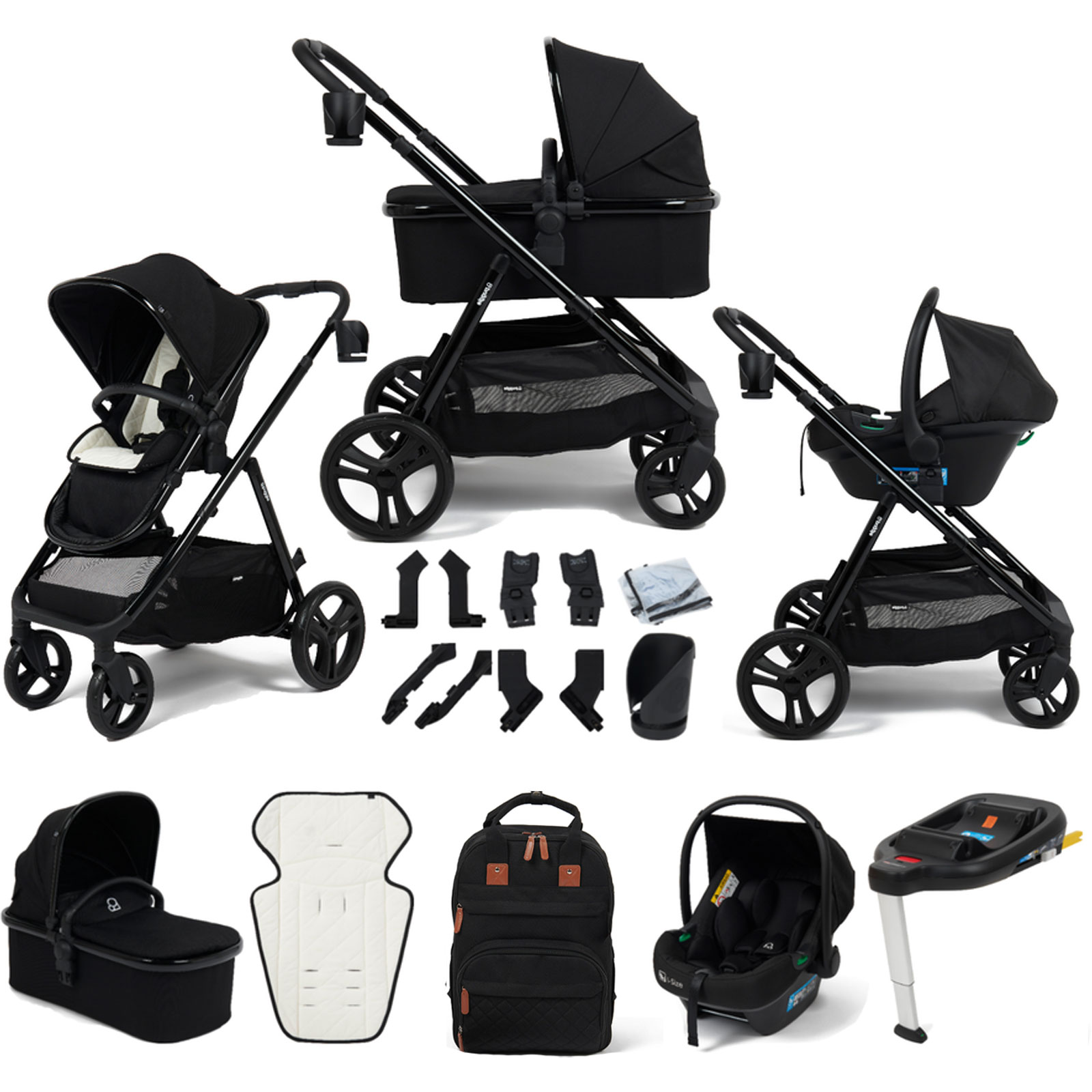 Puggle Memphis 3-in-1 i-Size Travel System With ISOFIX Base - Midnight Black