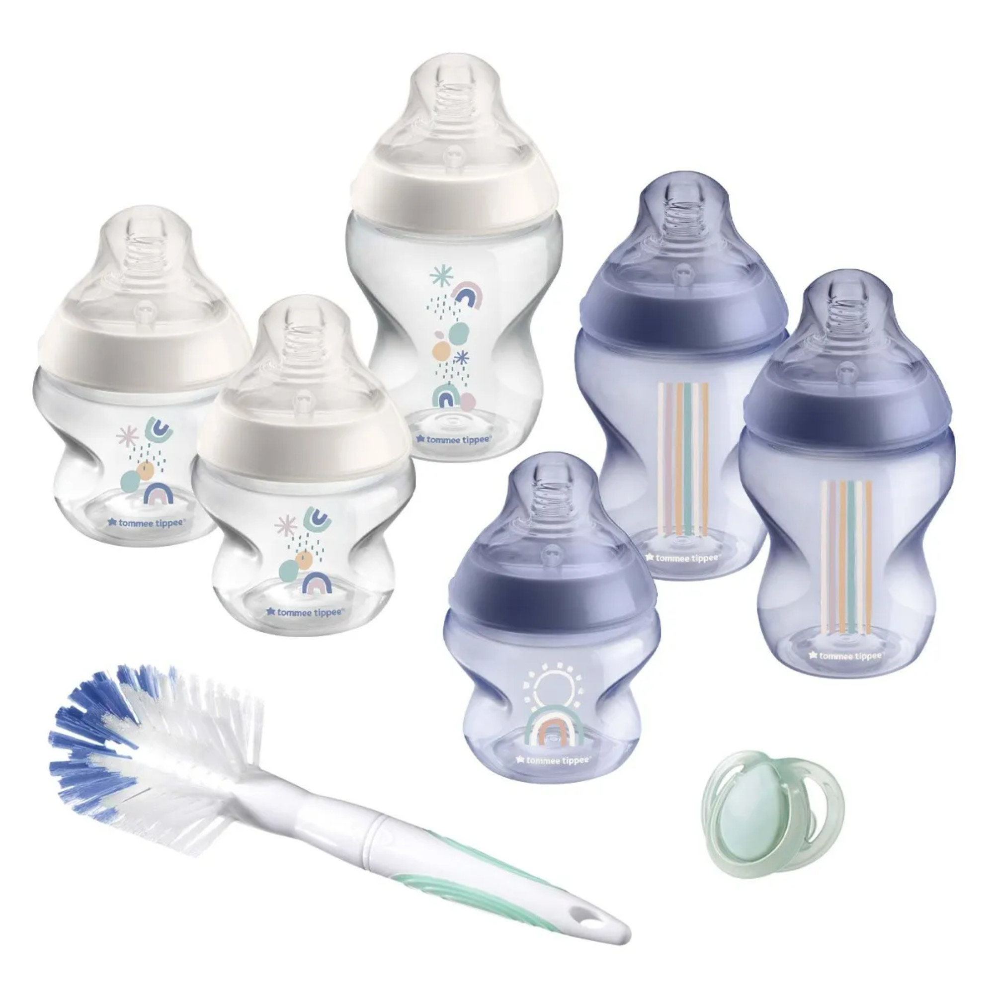 Tommee Tippee Closer to Nature 9pc Unisex Baby Bottle Starter Set - Blue