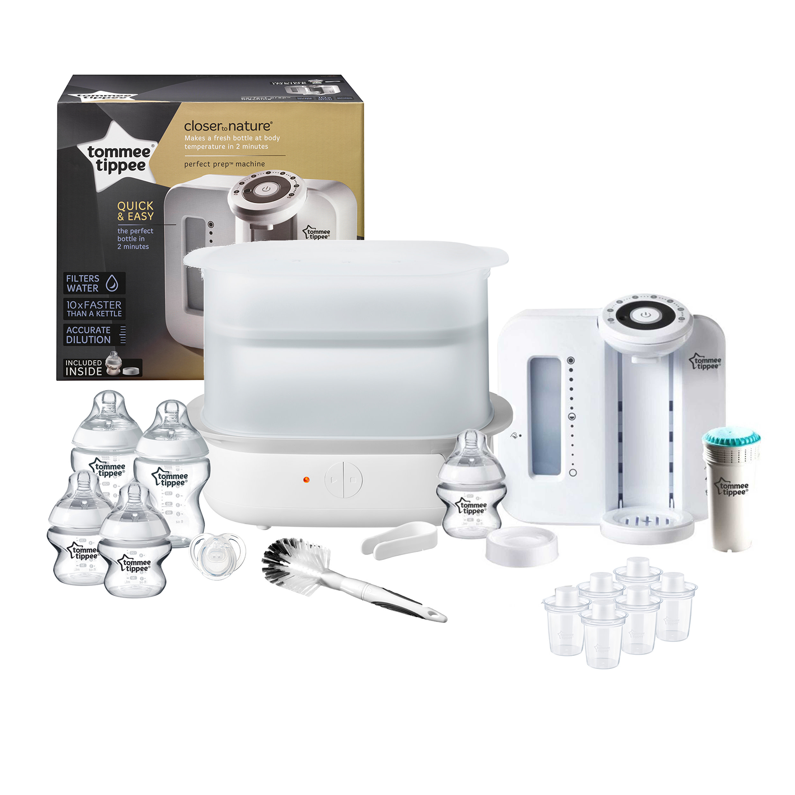 Tommee Tippee 14pc Perfect Prep Machine Ultimate Bottle Feeding Bundle - White