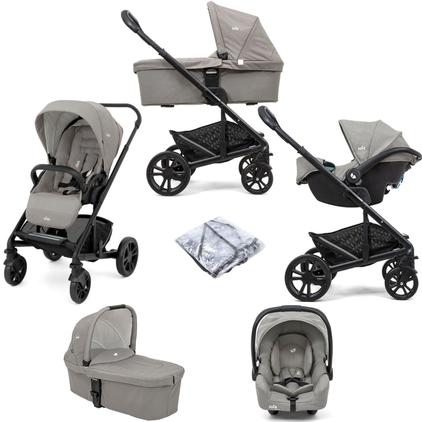 Joie Chrome (i-Snug2) Travel System with Carrycot – Pebble