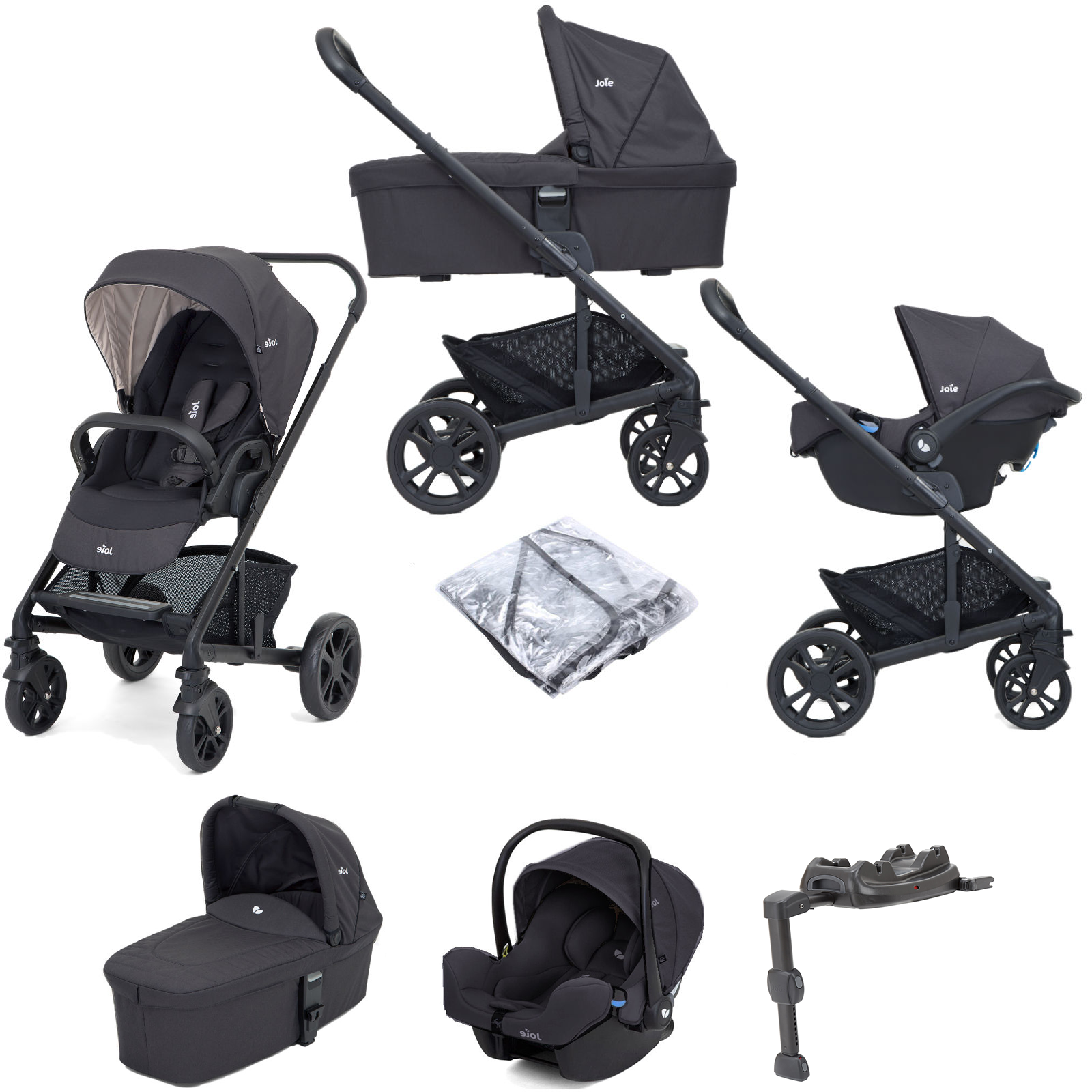 Joie Chrome Trio (I-Snug2) Travel System With Carrycot & ISOFIX Base - Ember