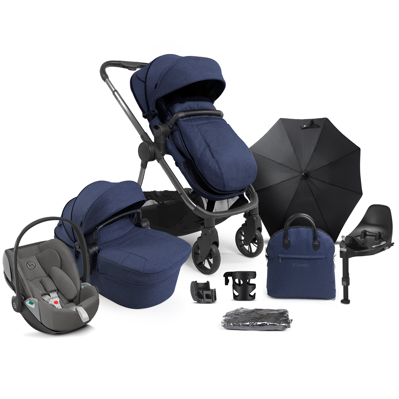 iCandy Lime Lifestyle (Cloud Z2) Travel System Summer Bundle with ISOFIX Base - Navy