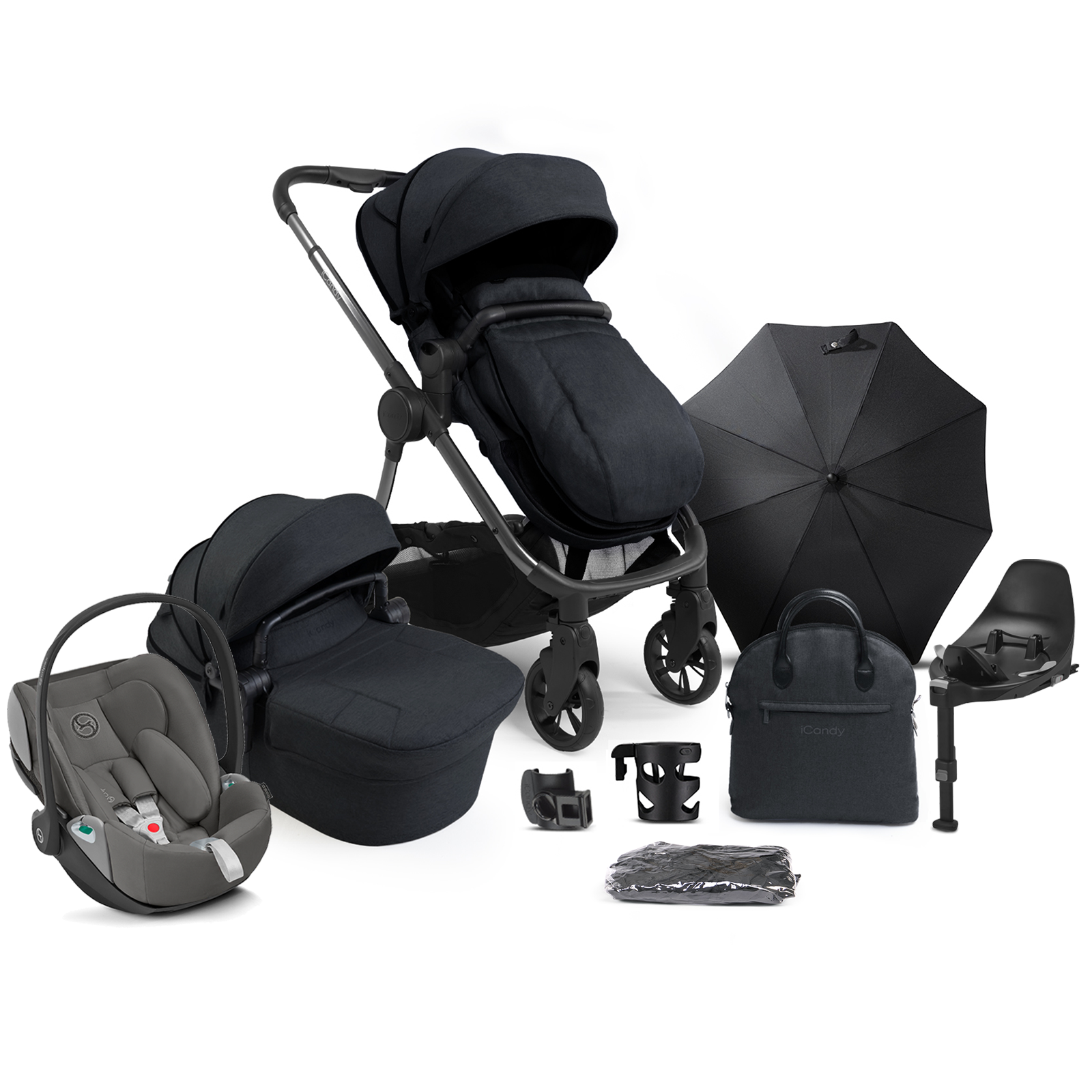 iCandy Lime Lifestyle (Cloud Z2) Travel System Summer Bundle with ISOFIX Base - Black