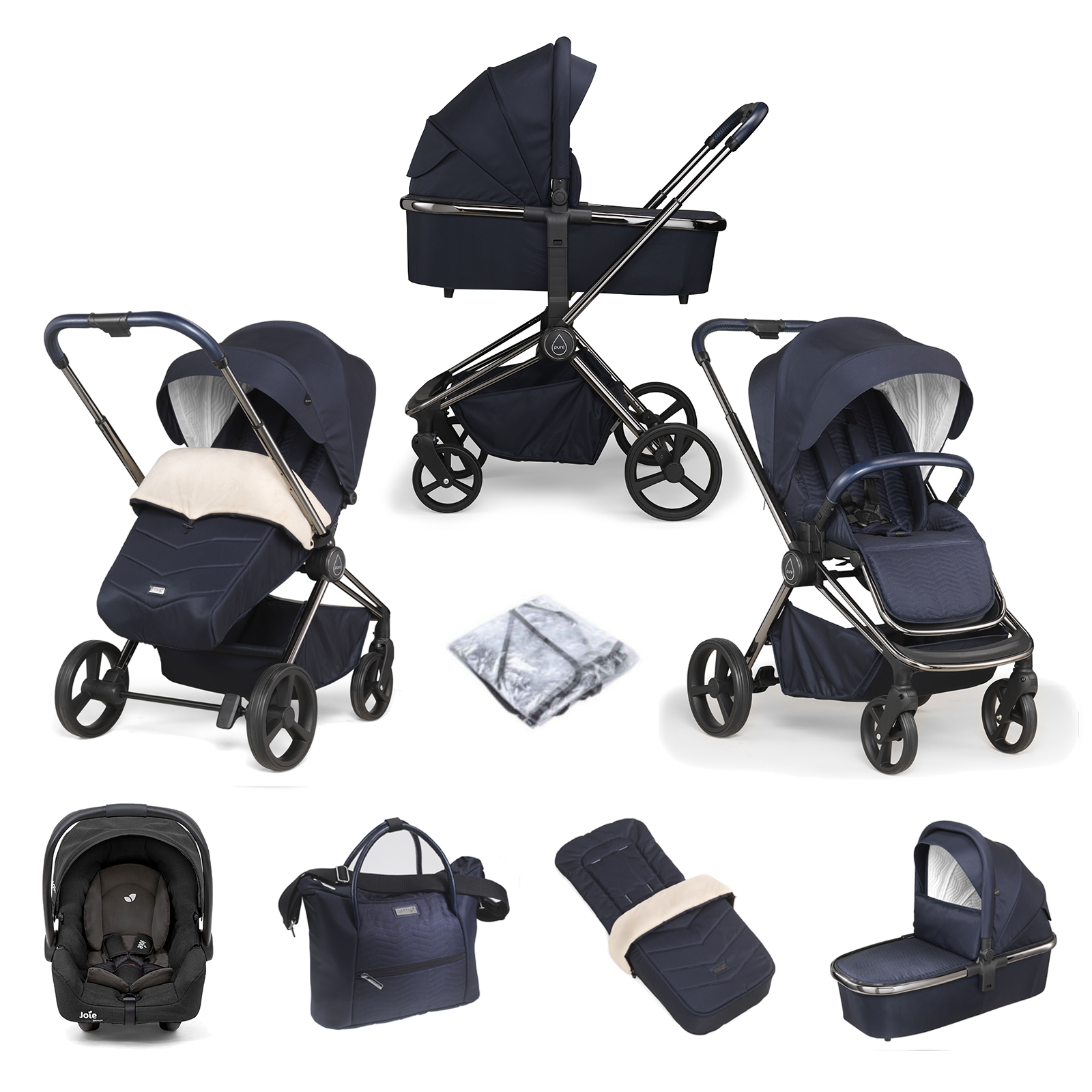 Mee-go Pure (Gemm) Travel System with Accessories - True Blue 