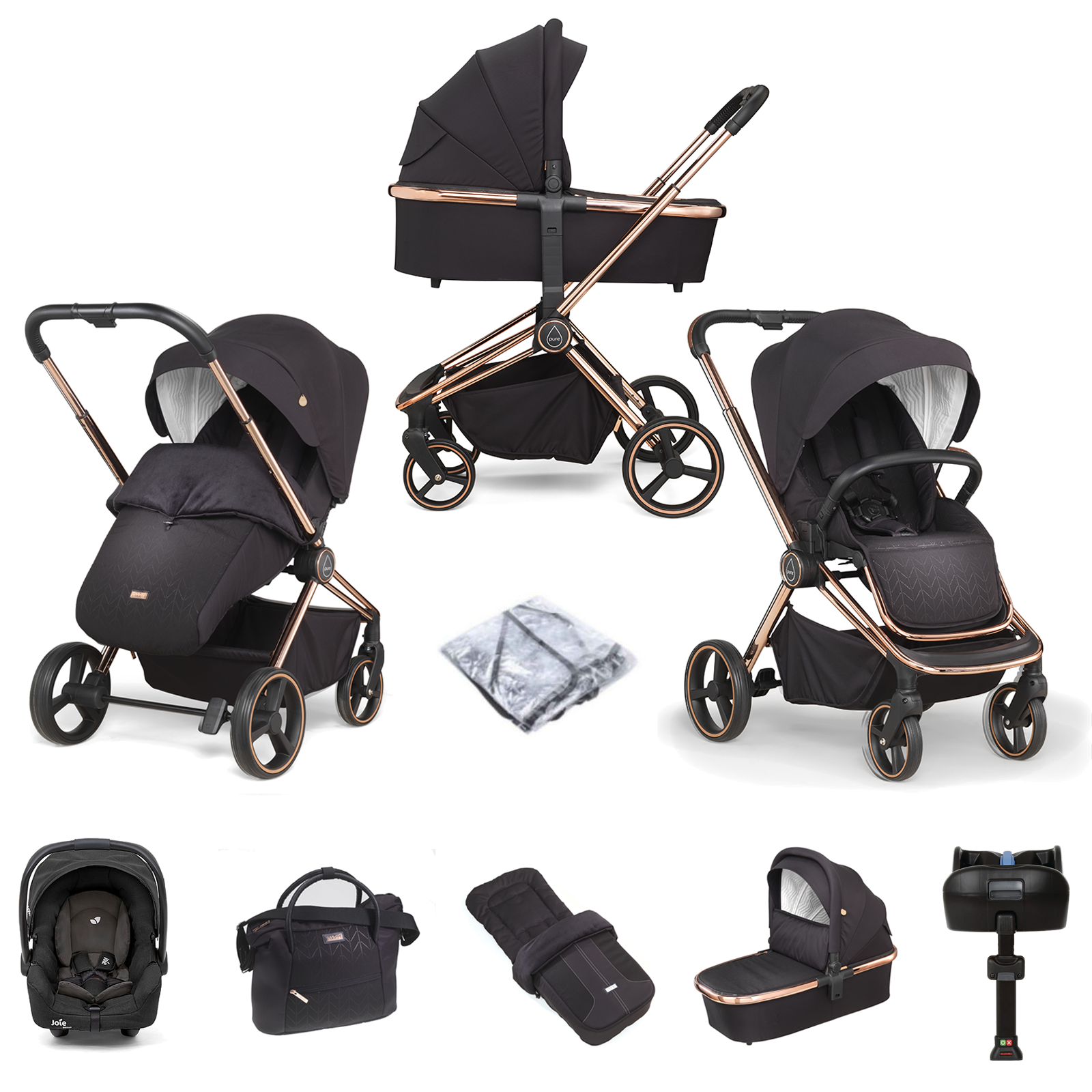 Mee-go Pure (Gemm) ISOFIX Base Travel System & Accessories - Dusty Rose