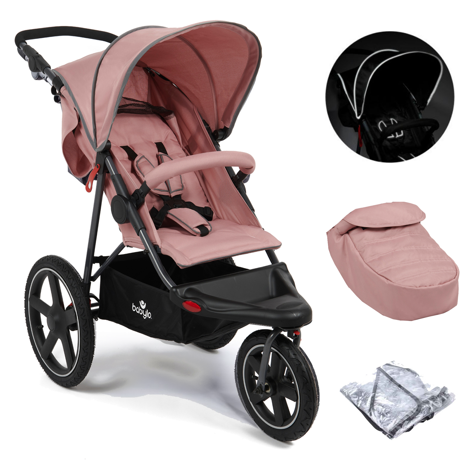 Babylo Sprint Gt Lite 3 Wheel Runner / Pushchair - Dusk Pink