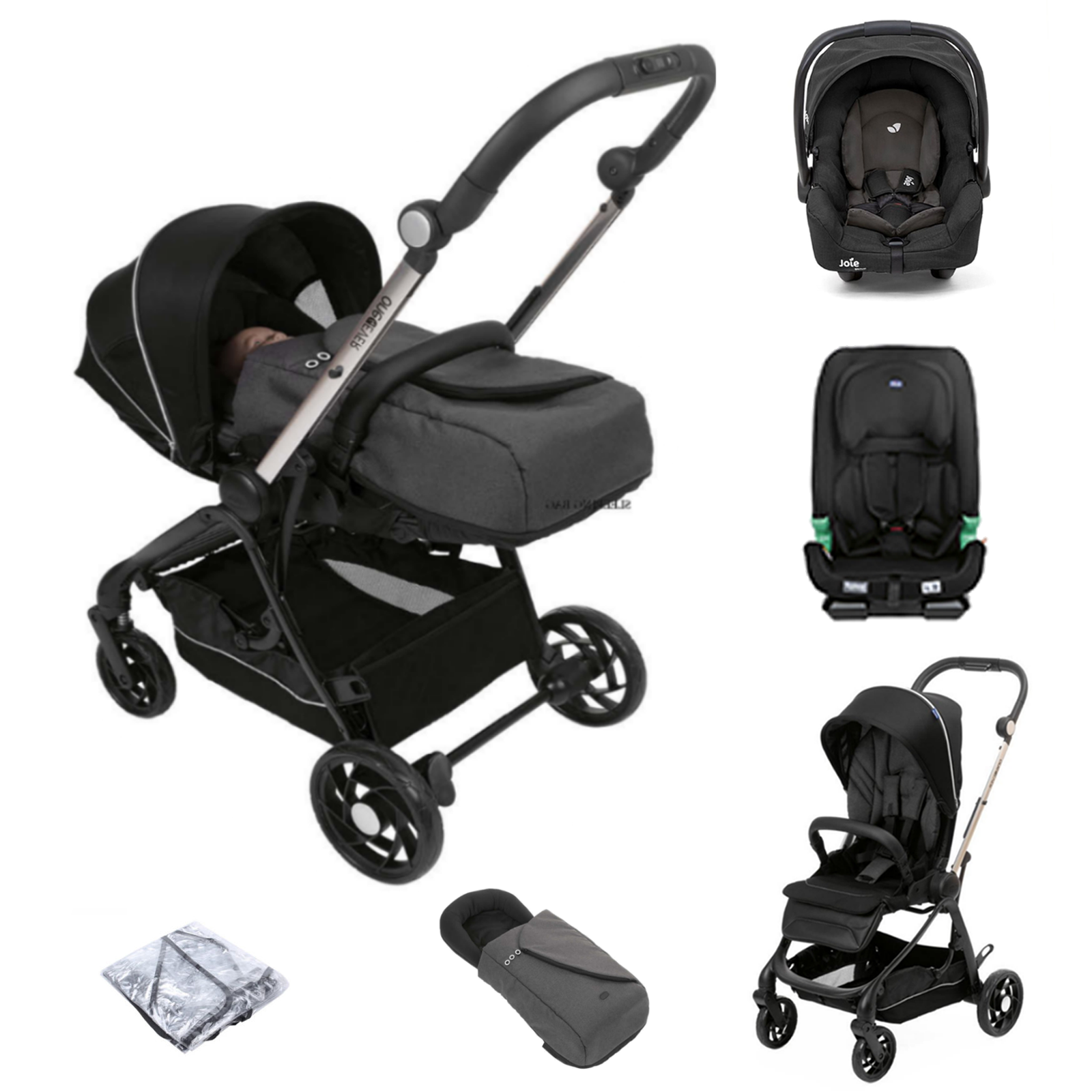 Chicco One4ever Gemm Travel System, Snuggle Pod  & I-Size Car Seat – Pirate Black
