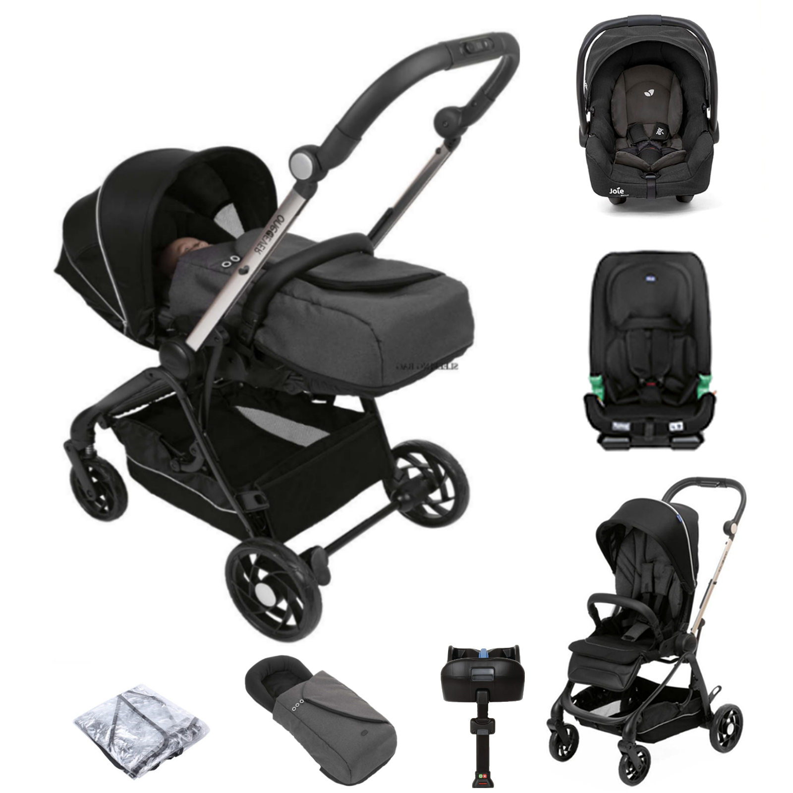 Chicco One4ever Gemm ISOFIX Travel System, Snuggle Pod  & I-Size Car Seat – Pirate Black