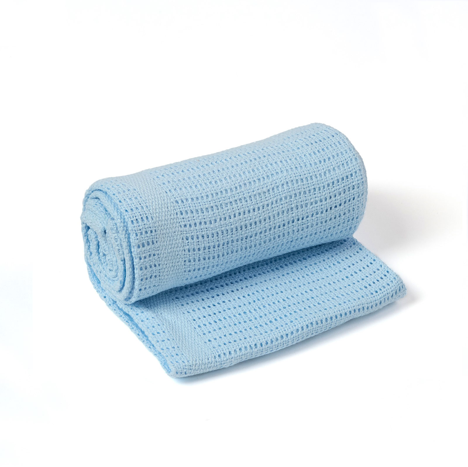 Soft Cotton Pram/Moses Basket/Crib Cellular Blanket - Blue