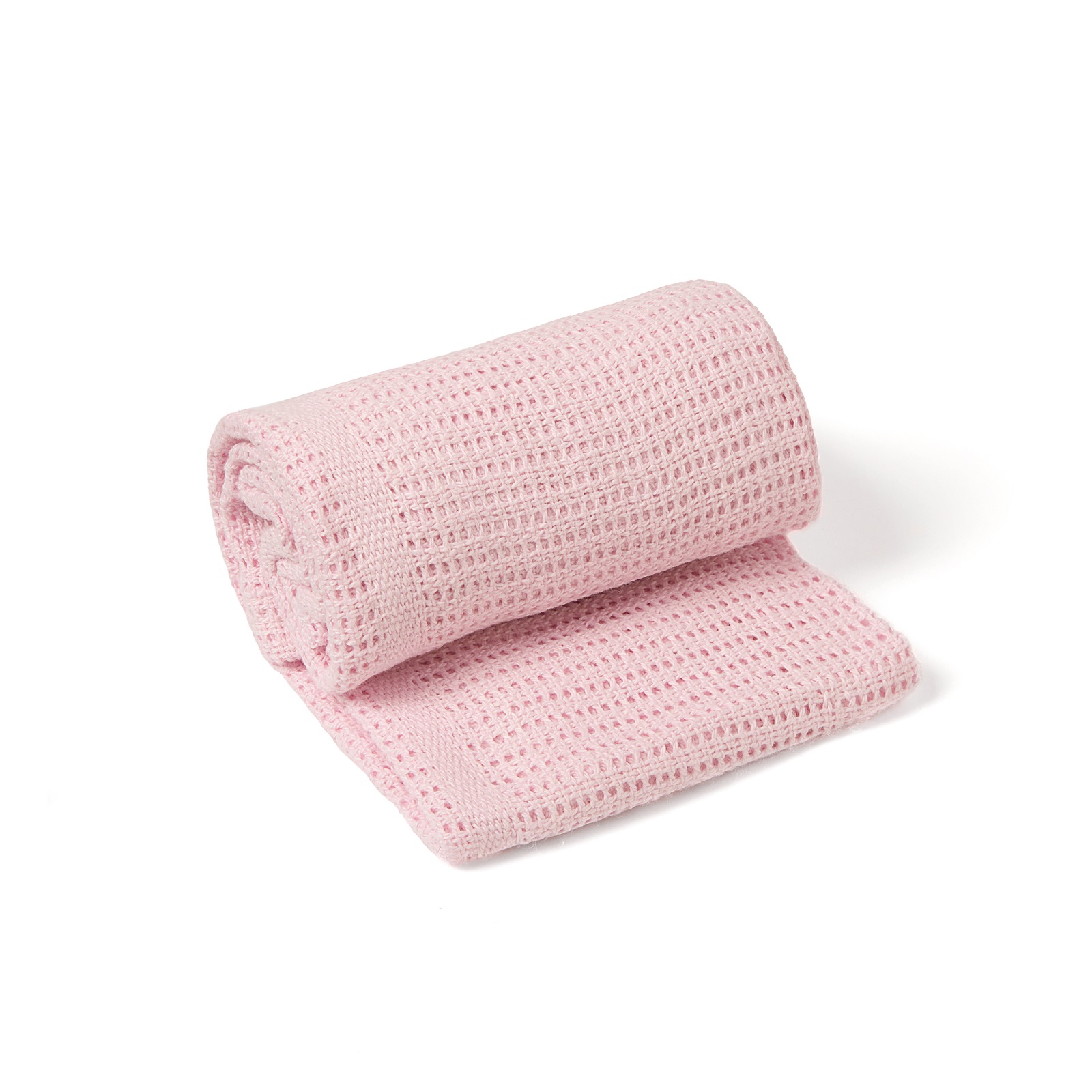 Soft Cotton Pram/Moses Basket/Crib Cellular Blanket - Pink