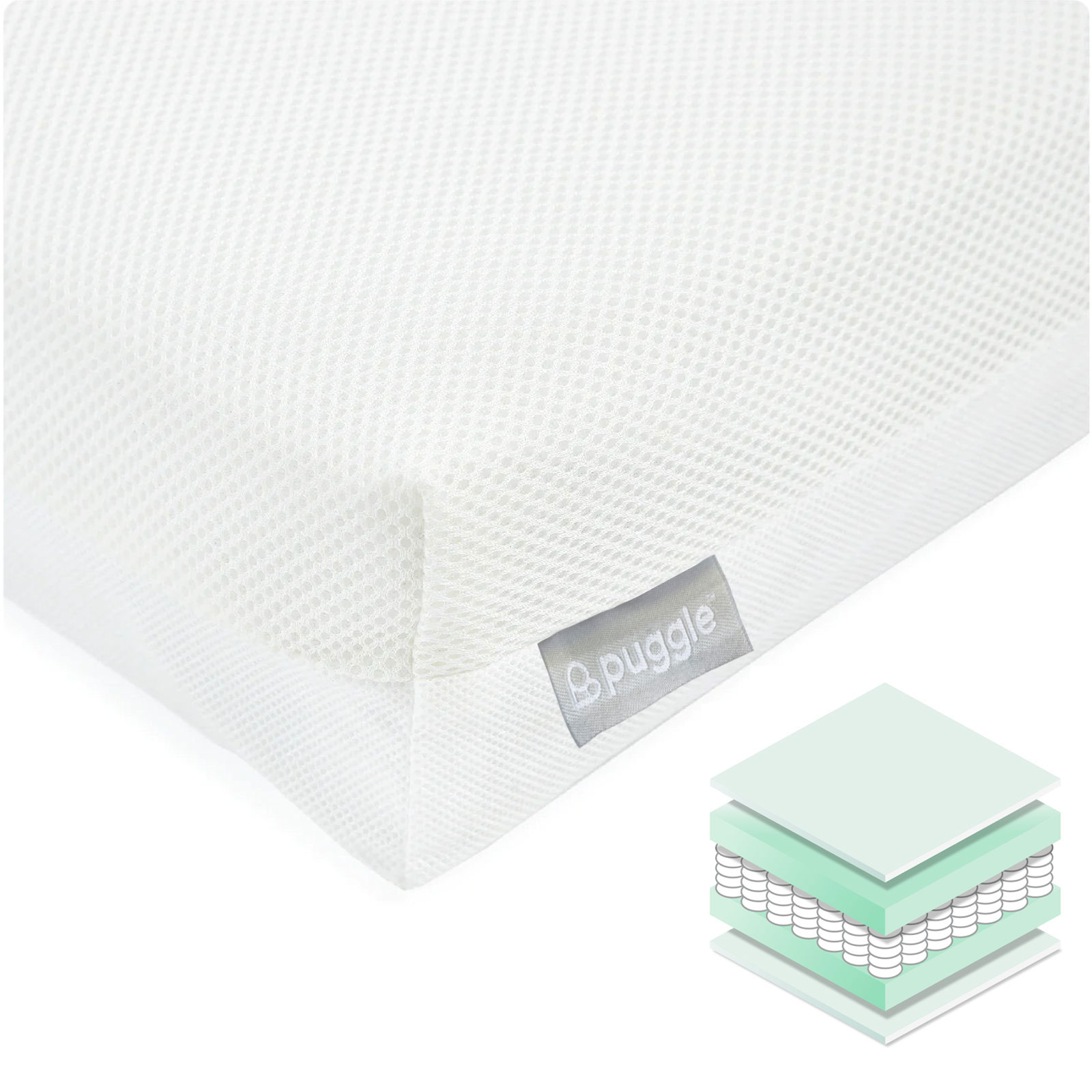 Puggle Pocket Spring Maxi Cool Cot Bed Mattress 140x70cm