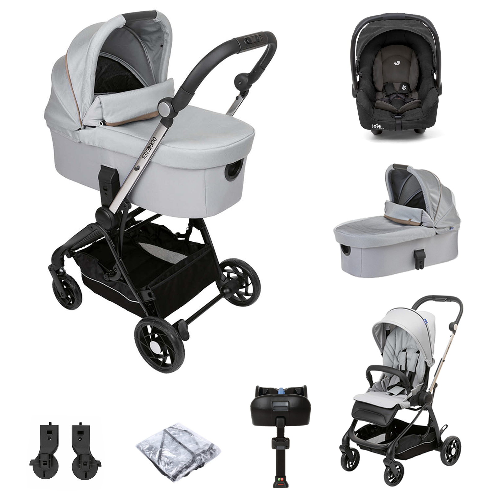 Chicco One4ever Gemm ISOFIX Travel System & Carrycot – Silver Leaf