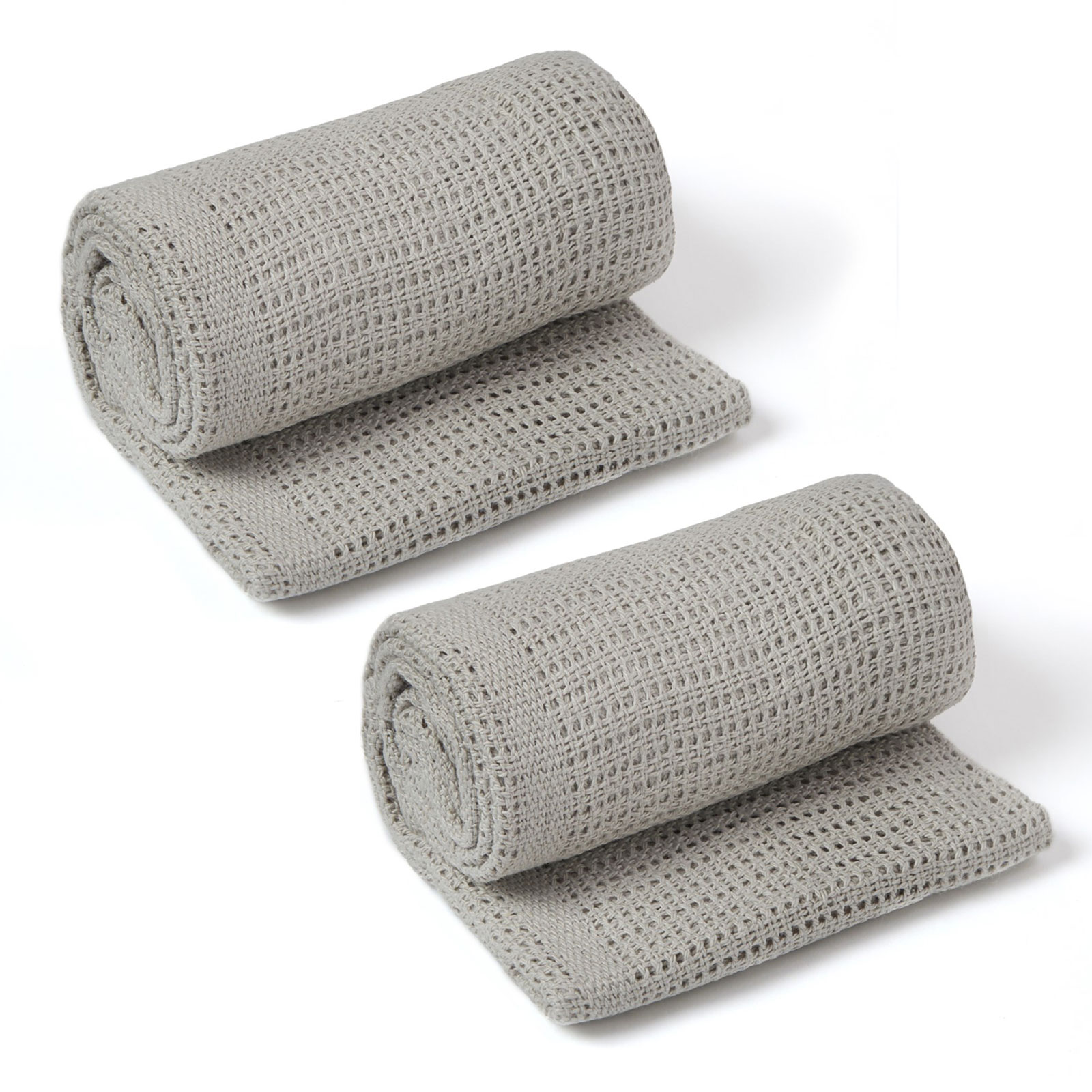 Soft Cotton Pram/Moses Basket/Crib Cellular Blanket (2 Pack) - Grey