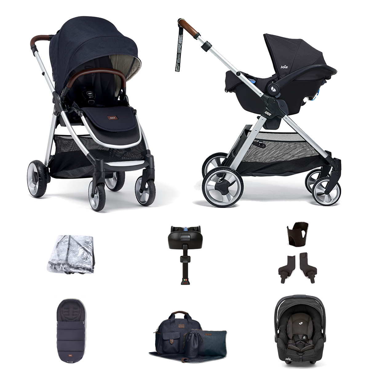 Mamas & Papas Flip XT2 8pc Essentials (Gemm Car Seat) Travel System with & ISOFIX Base - Navy