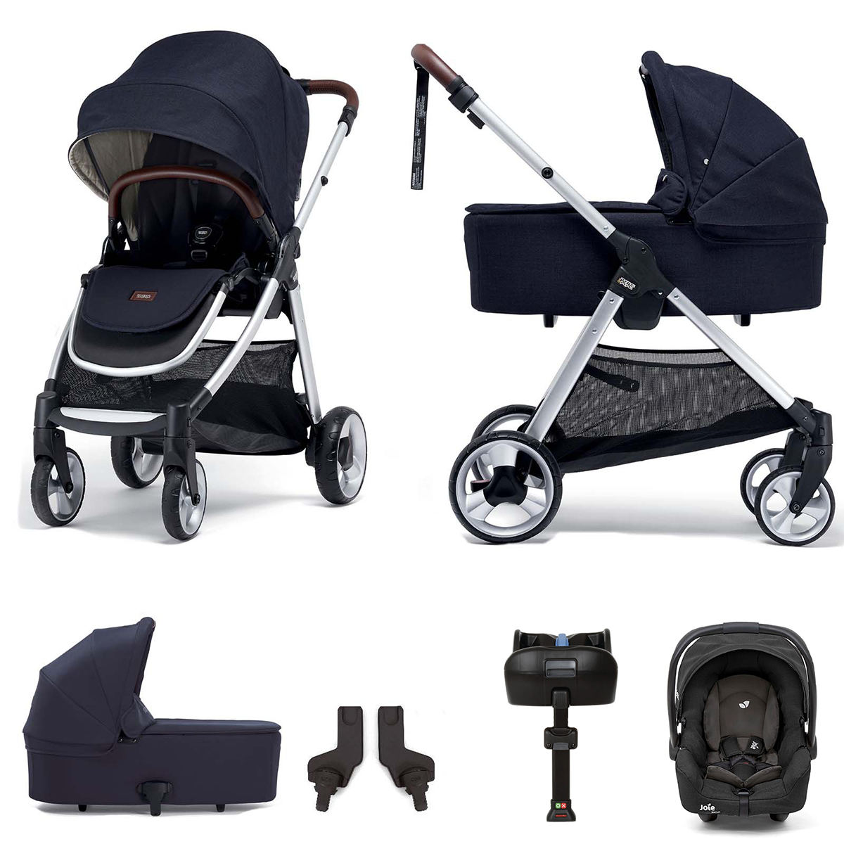 Mamas & Papas Flip XT2 (Gemm Car Seat) Travel System with Carrycot & ISOFIX Base - Navy