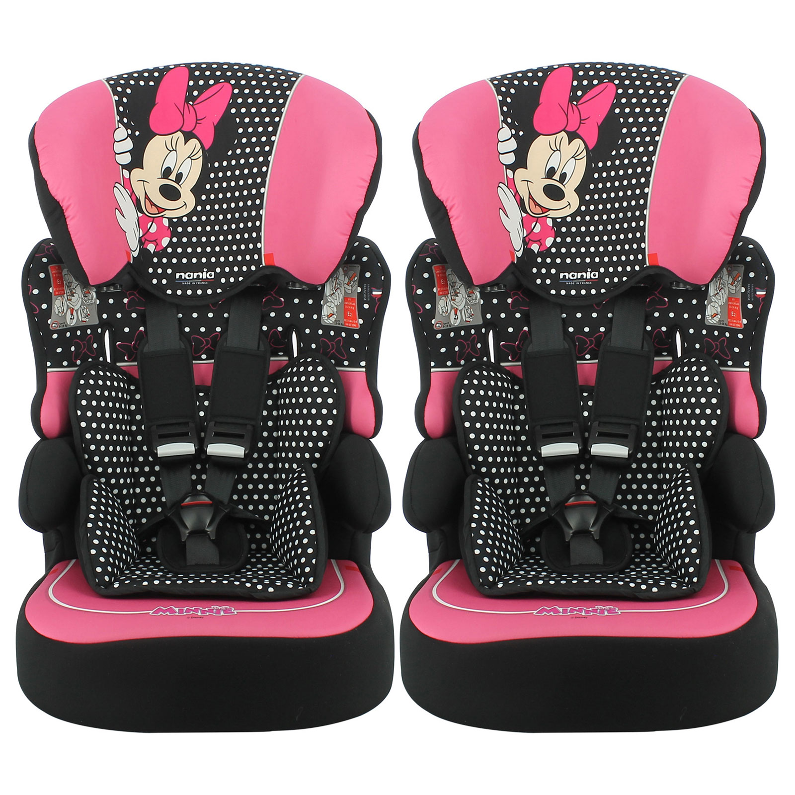 Disney Minnie Mouse Linton Comfort Plus Group 1/2/3 Car Seat (2 Pack) with Insert – Pink (9 Months-12 Years)