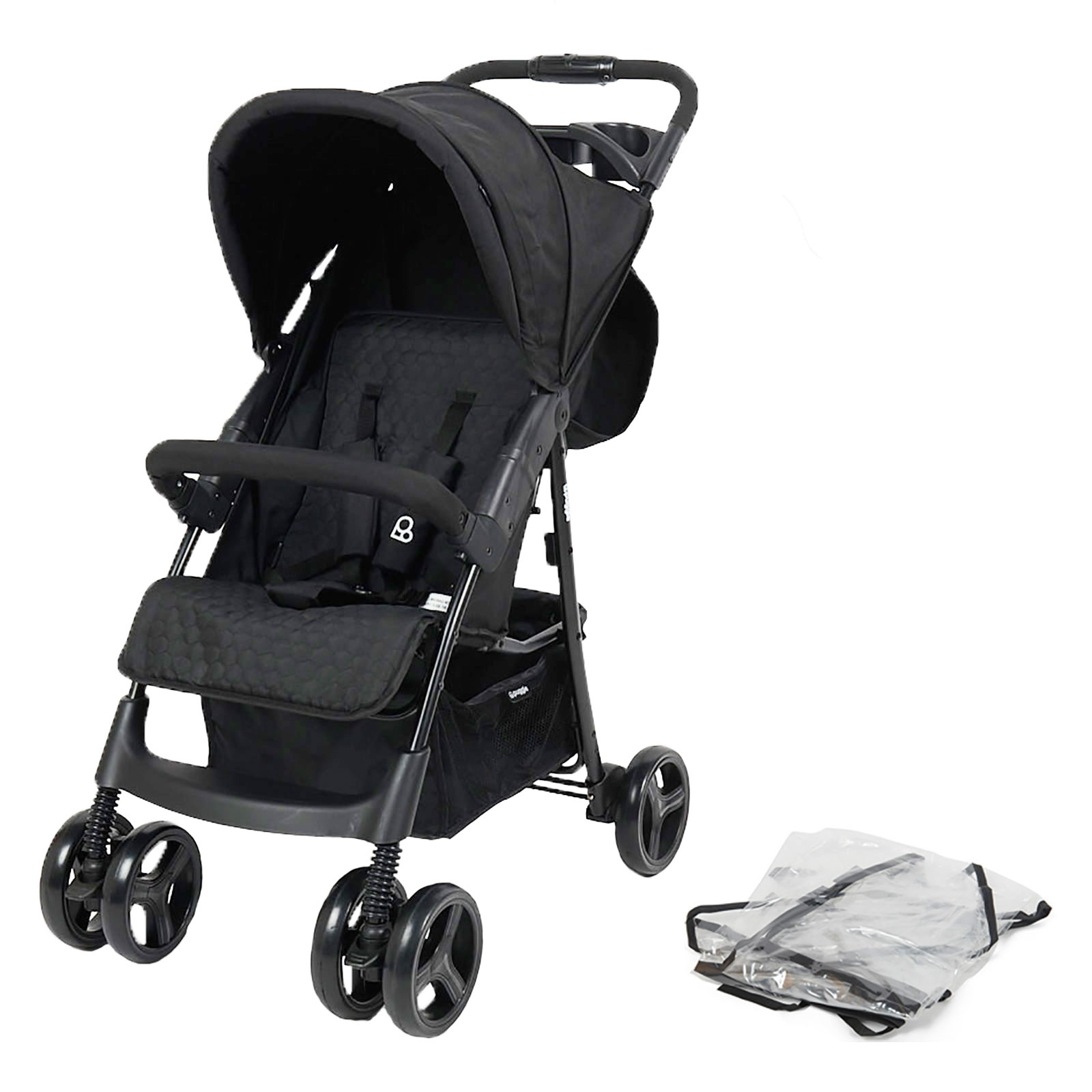 Puggle Starmax Pushchair Stroller and Raincover – Storm Black