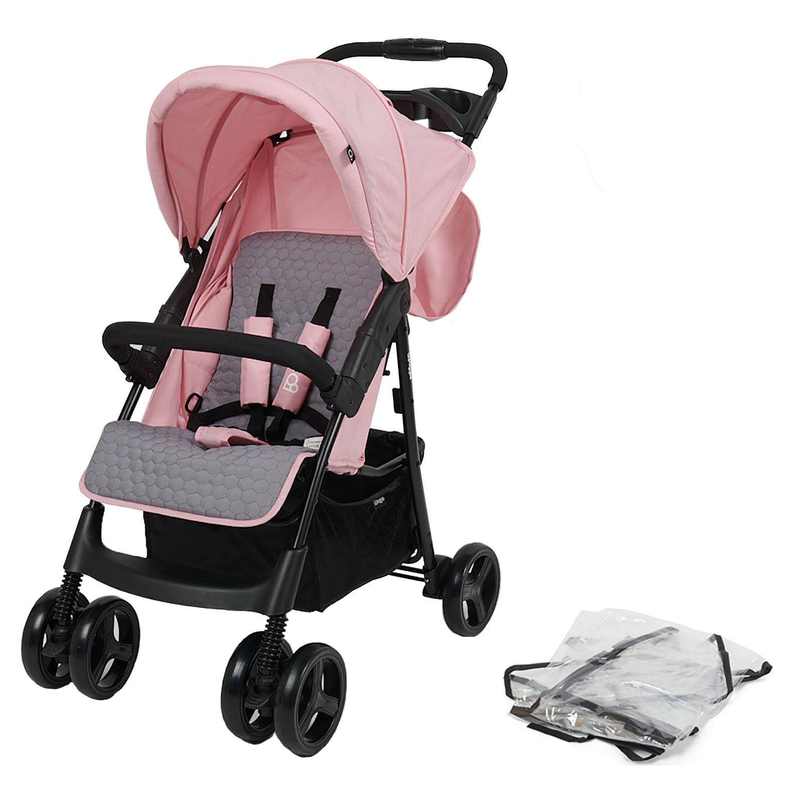 Puggle Starmax Pushchair Stroller and Raincover – Vintage Pink