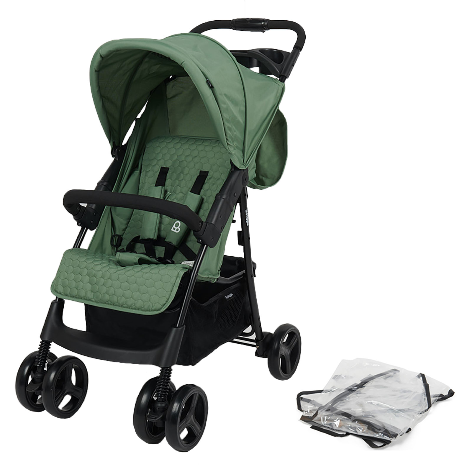 Puggle Starmax Pushchair Stroller and Raincover – Sage Green