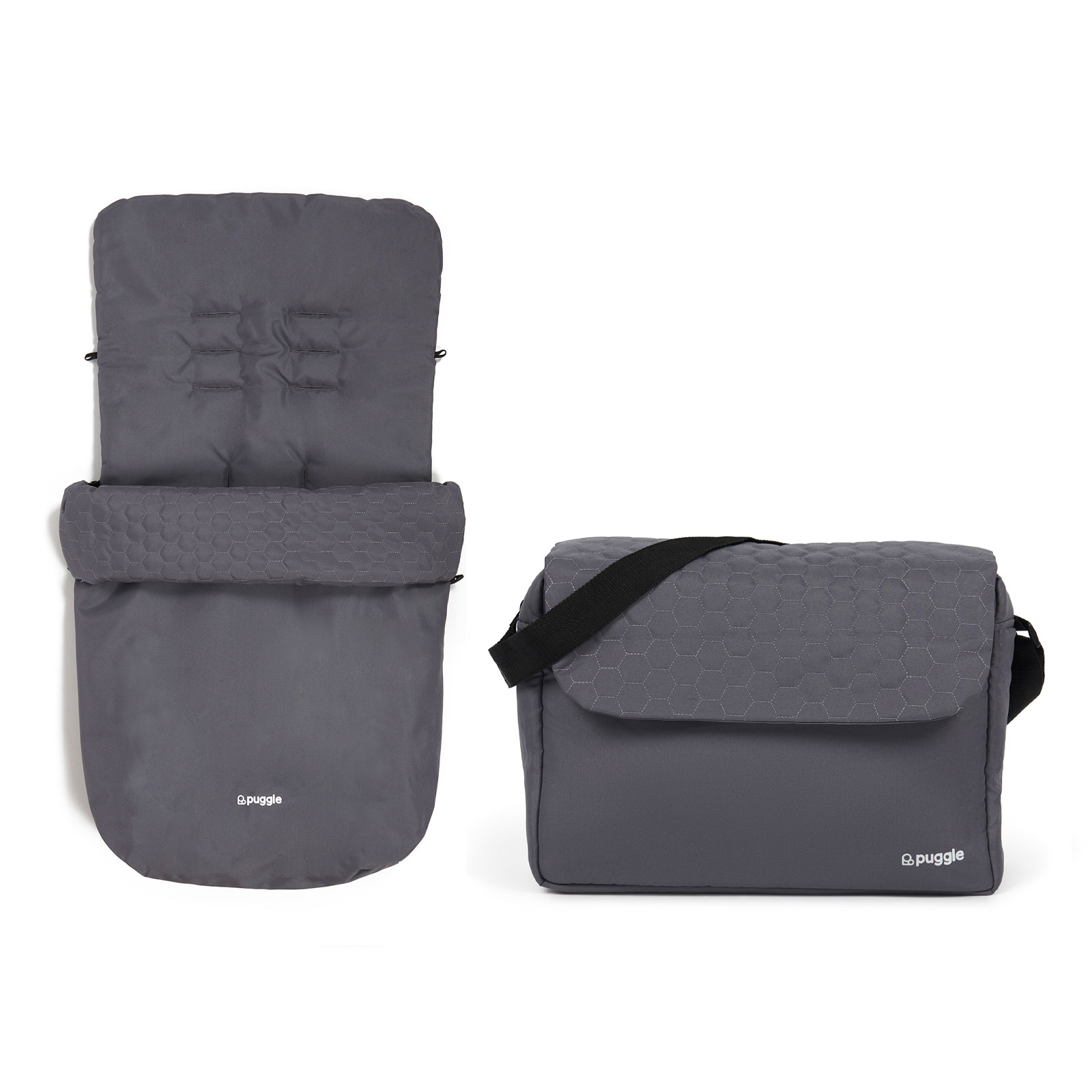Puggle Universal Honeycomb Pushchair Footmuff & Changing Bag with Mat – Slate Grey