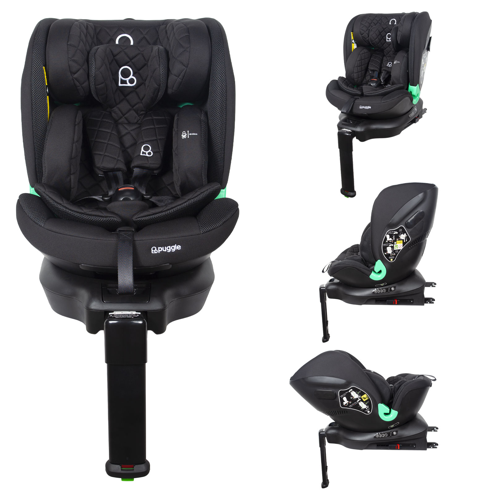 Puggle i-Size Ultimate Safe Max 360° Rotate Car Seat Group 0+/1/2/3 – Midnight Black (0-12 Years)