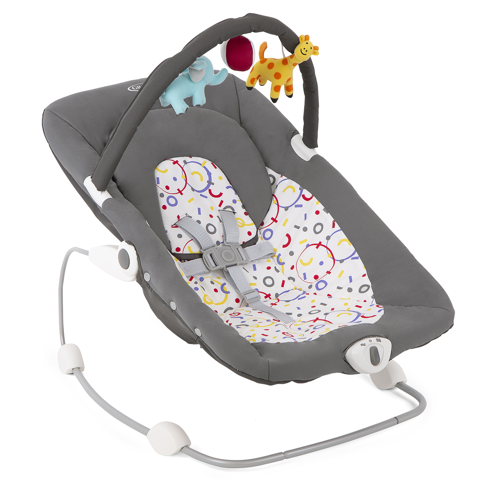 Graco Cheerie Infant Baby Bouncer Chair with Vibration – Confetti Grey