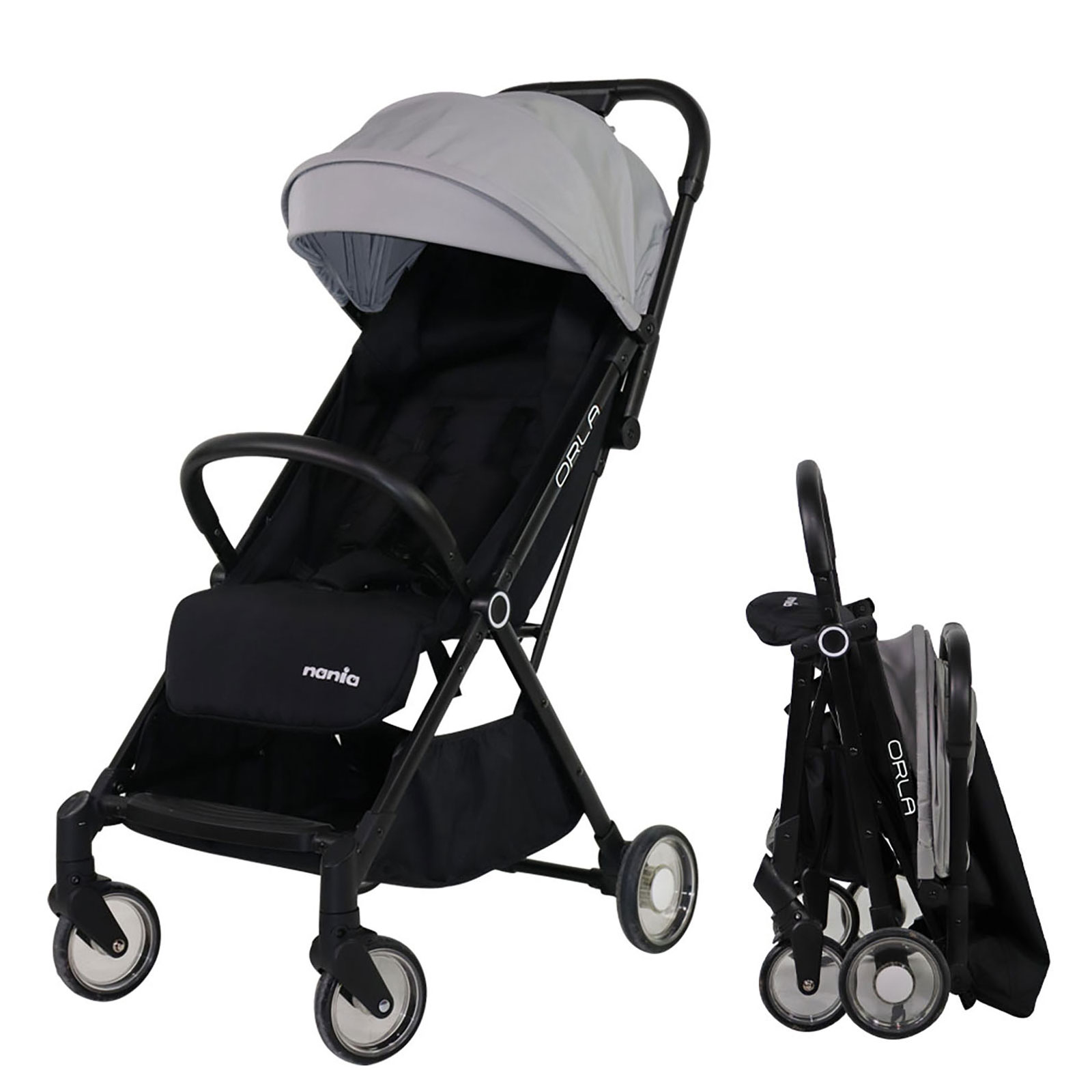 Orla Automatic Folding Compact Stroller (5.2kg) - Black / Grey