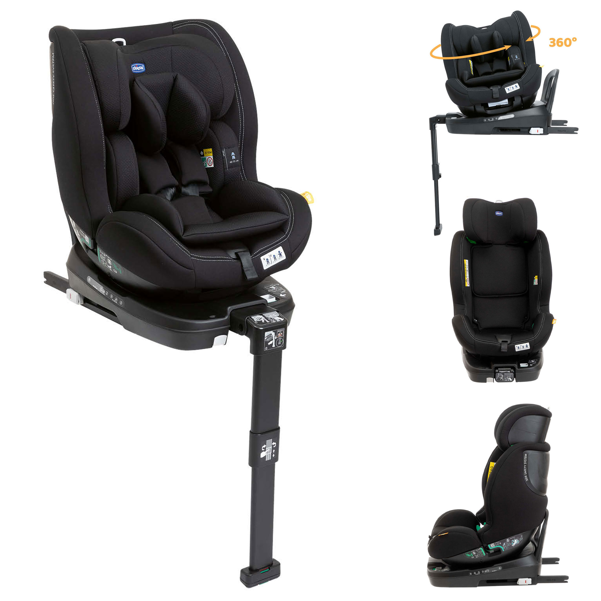 Chicco Seat3Fit i-Size 360° Rotate Group 0+/1/2 ISOFIX Car Seat - Black (0-7 Years)
