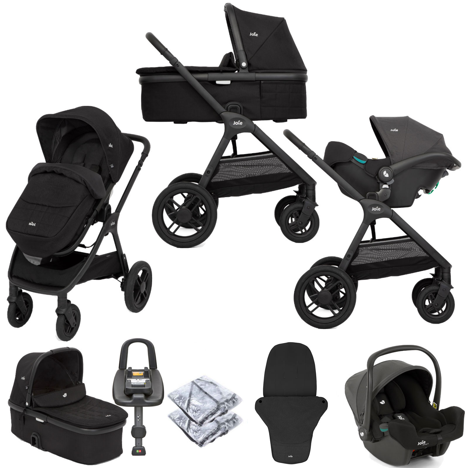 Joie Honour Pushchair Travel System with Carrycot & i-Base Advance ISOFIX Base - Shale