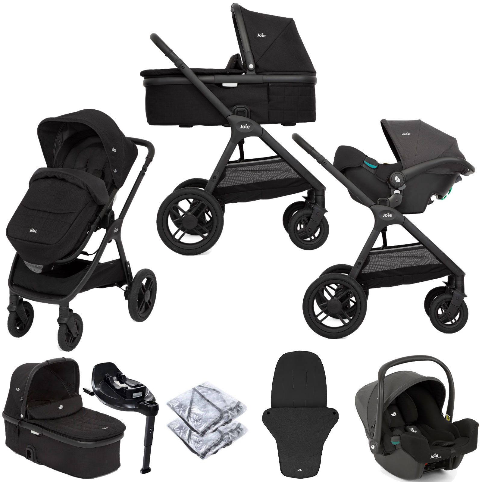 Joie Honour Pushchair Travel System with Carrycot & i-Base Encore ISOFIX Base - Shale