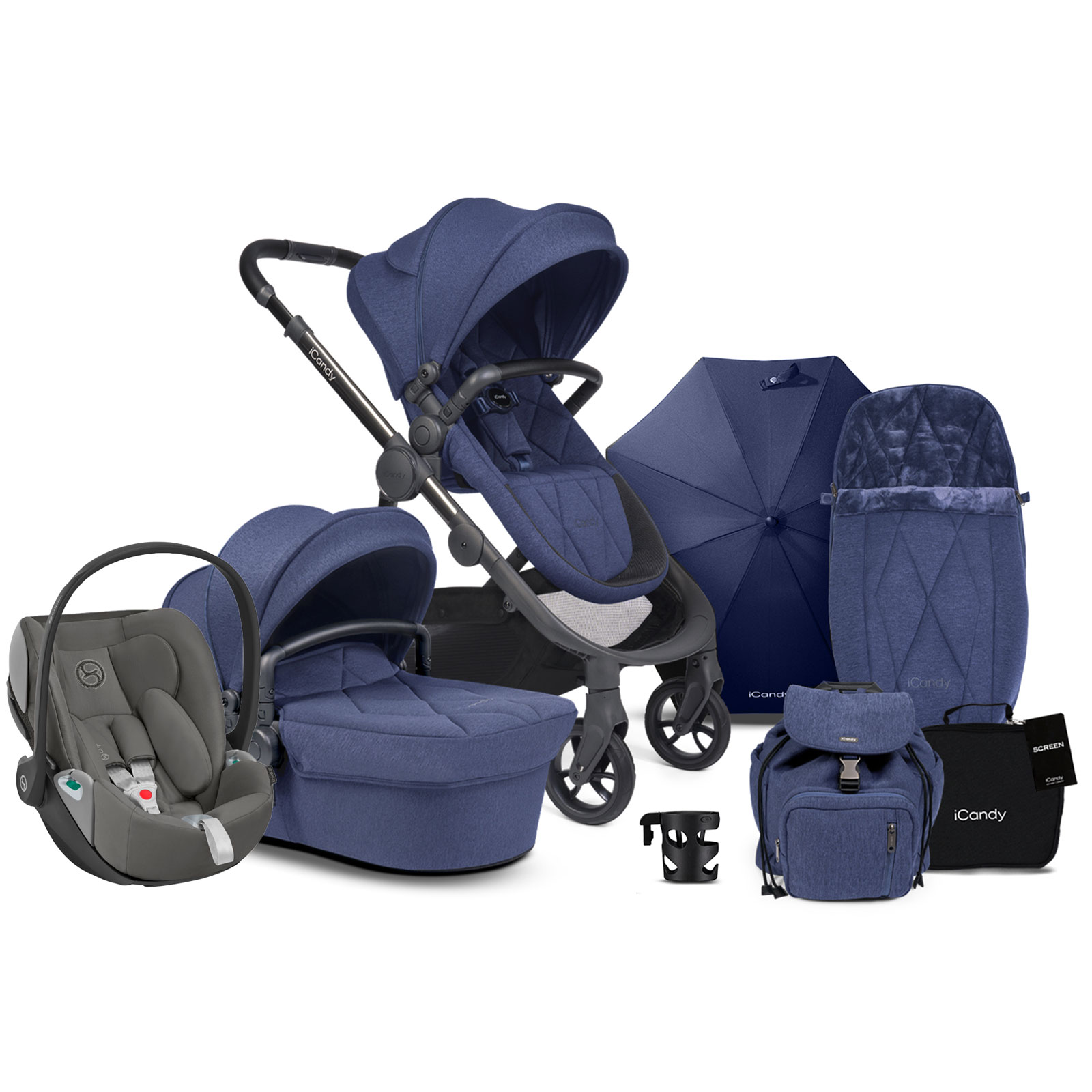 iCandy Orange Complete Travel System With Cybex Cloud Z Car Seat – Royal Blue