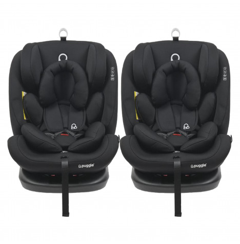 Puggle Lockton 360° Rotate Luxe Group 0+/1/2/3 Car Seat (2 Pack) - Storm Black (0-12 Years)...
