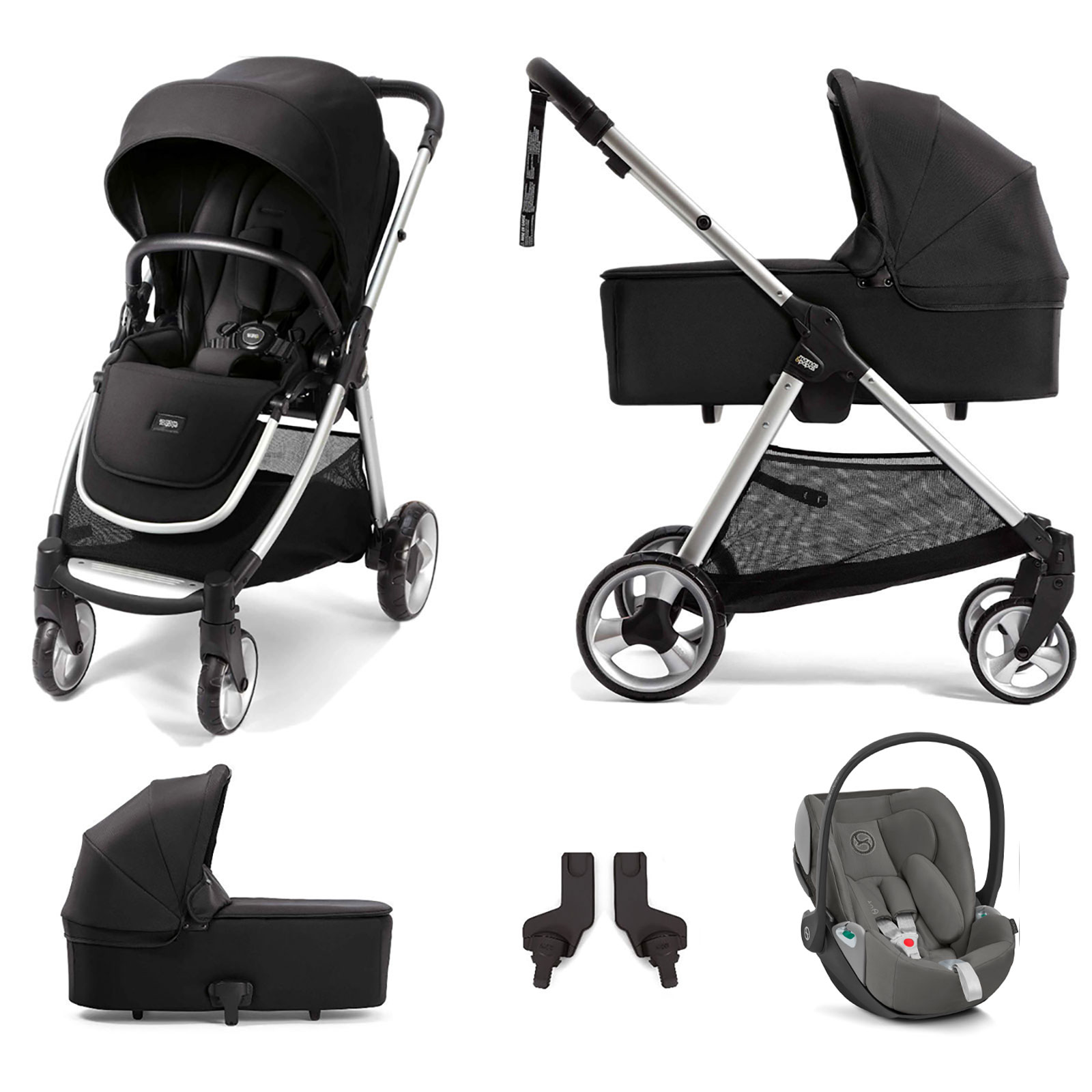 Mamas & Papas Flip XT2 with Carrycot (Cloud Z2 i-Size Car Seat) Travel System - Black