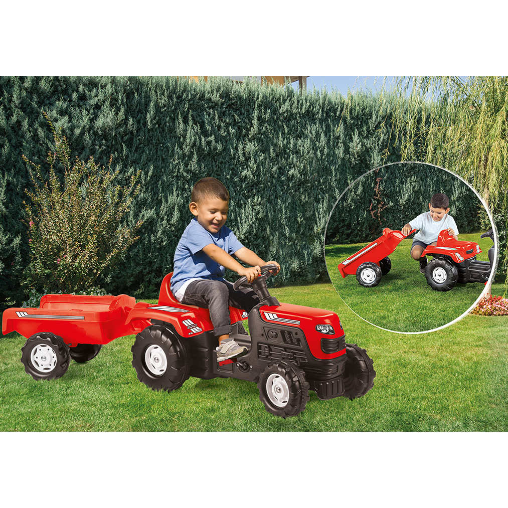 Ranchero Pedal Operated Tractor With Trailer - Red (36 Months+)