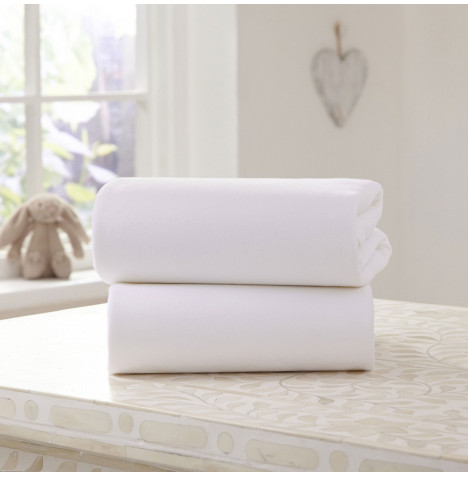 4baby Chicco Next2Me / Lullago Crib / Baby Hug Fitted Sheets (Pack of 2) - White