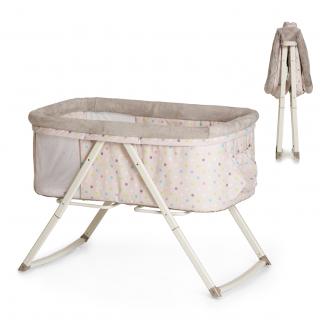 Hauck 2in1 Bedside Crib / Folding Travel Cot - Multi Dot Sand 