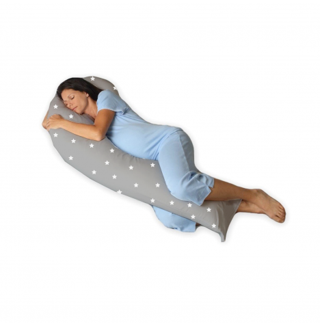 4baby 6ft Deluxe Body & Baby Support Pillow - Grey / White Stars