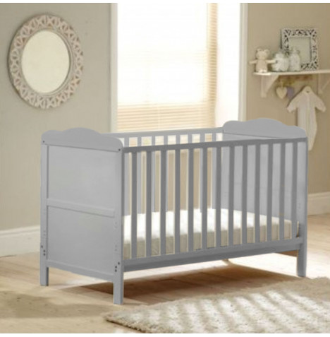 4Baby Classic Cot Bed With Luxury Foam Mattress - Grey