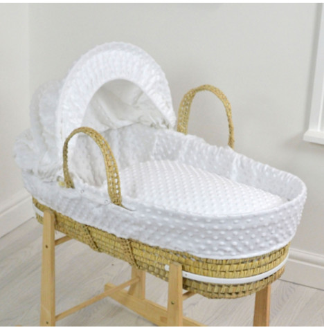 4baby Palm Moses Basket Dressings - White Dimple