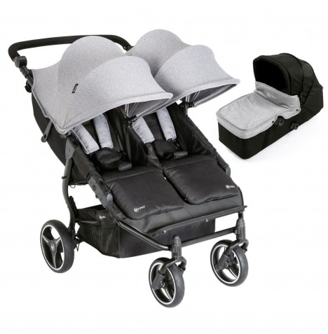 My Child Easy Twin 3.0 Slimline Double Stroller (65cm) & Carrycot - Grey