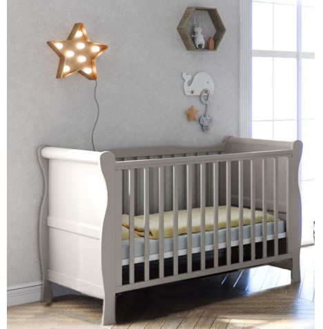 Little Acorns Sleigh Cot Bed With Deluxe Eco Fibre Mattress - Grey