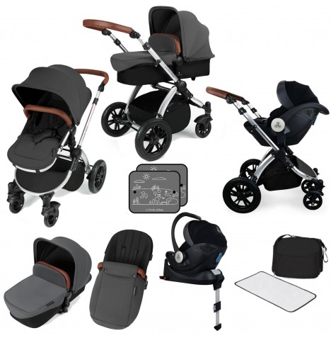 Ickle bubba Stomp V3 All In One i-Size (Mercury) Travel System & Isofix Base - Graphite Grey / Silver