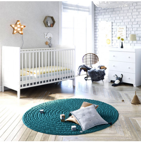 Little Acorns Classic Milano Cot Bed 3 Piece Nursery Furniture Set - White